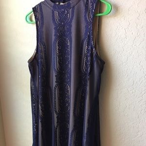 Navy Blue High Neck Dress